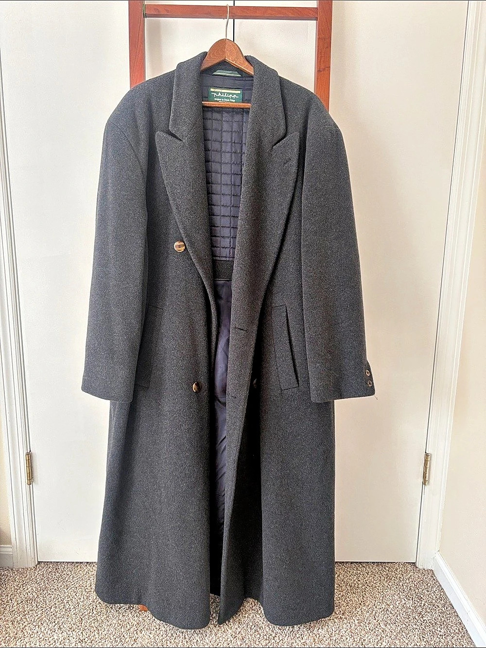 Claude Philipp double-breasted overcoat Long Gray Wool-Style Coat like New